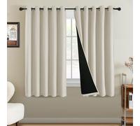BellaHills 100% Blackout Curtains for Bedroom Thermal Faux Linen Curtain for Living Room Burlap Textured Eyelet Curtains & Drapes, 2 Panels, 66 x 54 Inch, Heather Sand