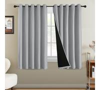 BellaHills 100% Blackout Curtains for Bedroom Thermal Faux Linen Curtain for Living Room Burlap Textured Eyelet Curtains & Drapes, 2 Panels, 66 x 54 Inch, Heather Grey