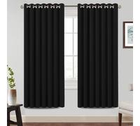 BellaHills 100% Blackout Curtains for Bedroom Thermal Insulated Blackout Curtains Heat and Full Light Blocking Eyelet Curtains for Living Room with Black Liner 2 Panels, 90 x 72 Inch, Black