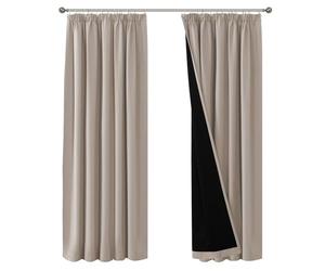 BellaHills 100% Blackout Curtains for Bedroom Thermal Insulated Curtains & Drapes Blackout Curtains Pencil Pleat Curtains for Living Room with Black Liner 2 Panels, 90 x 72 Inch, Natural Sand