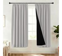 BellaHills 100% Blackout Curtains for Bedroom Thermal Insulated Curtains & Drapes for Living Room Black out Window Curtain with Hooks Pencil Pleat Back Tab Rod Pocket 2 Panels, W46 X L72, Pumice Stone