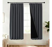 BellaHills 100% Blackout Curtains for Bedroom Thermal Insulated Curtains & Drapes for Living Room Black out Window Curtain with Hooks Pencil Pleat Back Tab Rod Pocket 2 Panels,W90 X L72,Charcoal Grey