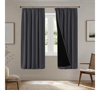 BellaHills 100% Blackout Curtains for Bedroom Thermal Insulated Curtains & Drapes for Living Room Black out Window Curtain with Hooks Pencil Pleat Back Tab Rod Pocket 2 Panels,W46 X L72,Charcoal Grey