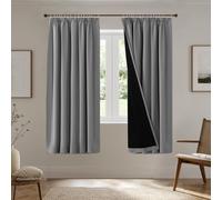 BellaHills 100% Blackout Curtains for Bedroom Thermal Insulated Curtains & Drapes for Living Room Black out Window Curtain with Hooks Pencil Pleat Back Tab Rod Pocket 2 Panels, W66 X L72, Dove Grey