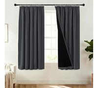 BellaHills 100% Blackout Curtains for Bedroom Thermal Insulated Curtains & Drapes for Living Room Short Window Curtain with Hooks Pencil Pleat Back Tab Rod Pocket 2 Panels,W46 X L54,Charcoal Grey