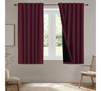 BellaHills 100% Blackout Curtains for Bedroom Thermal Insulated Curtains & Drapes for Living Room Short Window Curtain Pencil Pleat Back Tab Rod Pocket 2 Panels, W46 X L54, Burgundy