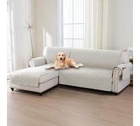 BellaHills 100% Waterproof Couch Covers for Sectional Sofa 2 Piece Sofa Covers Sectional Chaise Sofa Cover L Shaped for Dogs Non Slip (Left Chaise Lounge Cover + 3 Seat Sofa Cover, French Oak)