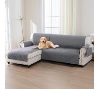 BellaHills 100% Waterproof Couch Covers for Sectional Sofa 2 Piece Sofa Covers Sectional Chaise Sofa Cover L Shaped for Dogs Non Slip (Left Chaise Lounge Cover + 3 Seat Sofa Cover, Grey)