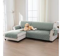 BellaHills 100% Waterproof Couch Covers for Sectional Sofa 2 Piece Sofa Covers Sectional Chaise Sofa Cover L Shaped for Dogs Non Slip (Left Chaise Lounge Cover + 3 Seat Sofa Cover, Lily Pad)