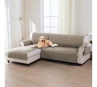BellaHills 100% Waterproof Couch Covers for Sectional Sofa 2 Piece Sofa Covers Sectional Chaise Sofa Cover L Shaped for Dogs Non Slip (Left Chaise Lounge Cover + 3 Seat Sofa Cover, Taupe)