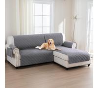 BellaHills 100% Waterproof Sofa Cover L Shape 2 Piece Couch Covers Sectional Chaise Sofa Slipcovers Non Slip Furniture Protectors for Dogs (Right Chaise Lounge Cover + 2 Seat Sofa Cover, Grey)