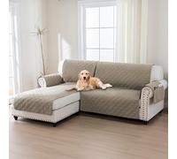 BellaHills 100% Waterproof Sofa Cover L Shape 2 Piece Couch Covers Sectional Chaise Sofa Slipcovers Non Slip Furniture Protectors for Dogs (Left Chaise Lounge Cover + 2 Seat Sofa Cover, Taupe)