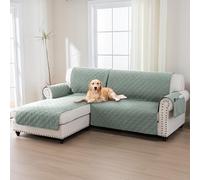 BellaHills 100% Waterproof Sofa Cover L Shape 2 Piece Couch Covers Sectional Chaise Sofa Slipcovers Non Slip Furniture Protectors for Dogs (Left Chaise Lounge Cover + 2 Seat Sofa Cover, Lily Pad)