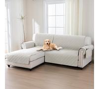 BellaHills 100% Waterproof Sofa Cover L Shape 2 Piece Couch Covers Sectional Chaise Sofa Slipcovers Non Slip Furniture Protectors for Dogs (Left Chaise Lounge Cover + 2 Seat Sofa Cover, Beige)