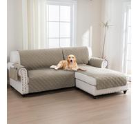 BellaHills 100% Waterproof Sofa Cover L Shape 2 Piece Couch Covers Sectional Chaise Sofa Slipcovers Non Slip Furniture Protectors for Dogs (Right Chaise Lounge Cover + 2 Seat Sofa Cover, Taupe)