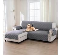 BellaHills 100% Waterproof Sofa Cover L Shape 2 Piece Couch Covers Sectional Chaise Sofa Slipcovers Non Slip Furniture Protectors for Dogs (Left Chaise Lounge Cover + 2 Seat Sofa Cover, Grey)