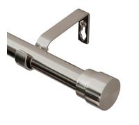 BellaHills 25mm Curtain Poles for Eyelet Curtains Adjustable Curtain Rod with Metal Finials 76 to 349 cm Window Curtain Pole with Brackets Fittings Set for Living Room Bedroom, Brushed Silver