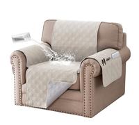 BellaHills Armchair Covers 100% Waterproof Sofa Cover Non-Slip Sofa Slipcovers Couch Covers Washable with Elastic Strap Sofa Protectors from Pets Seat Width 22"(1 Seater, French Oak)
