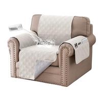 BellaHills Armchair Covers 100% Waterproof Sofa Cover Non-Slip Sofa Slipcovers Couch Covers Washable with Elastic Strap Sofa Protectors from Pets Seat Width 22"(1 Seater, Beige)
