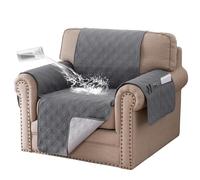 BellaHills Armchair Covers 100% Waterproof Sofa Cover Non-Slip Sofa Slipcovers Couch Covers Washable with Elastic Strap Sofa Protectors from Pets Seat Width 22"(1 Seater, Grey)