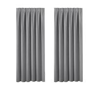 BellaHills Bedroom Curtains Blackout Curtain Panels - Grey, 66x72 Inch, 2 PCs, Insulating Energy Saving Solid Rod Pocket Blackout Drapes, Pencil Pleat Curtains with Tie Backs, Grey
