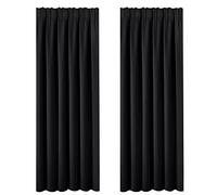 BellaHills Blackout Curtains Draperies - Light Block Room Darkening Curtain Draperies for Privacy Protected Pencil Pleat Window Treatment for Energy Saving, 2 Panels, Width 90 by Drop 90 inch, Black