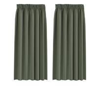 BellaHills Blackout Curtains Pencil Pleat Bedroom Curtain Panel for Privacy Protected Thermal Insulated Window Treatment for Living Room 2 Panels, 66 x 72 Inch, Bronze Green