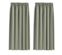 BellaHills Blackout Curtains Pencil Pleat Bedroom Curtain Panel for Privacy Protected Thermal Insulated Window Treatment for Living Room 2 Panels, 46 x 54 Inch, Light Sage