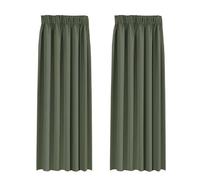 BellaHills Blackout Curtains Pencil Pleat Bedroom Curtain Panel for Privacy Protected Thermal Insulated Window Treatment for Living Room 2 Panels, 90 x 90 Inch, Bronze Green