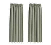 BellaHills Blackout Curtains Pencil Pleat Bedroom Curtain Panel for Privacy Protected Thermal Insulated Window Treatment for Living Room 2 Panels, 66 x 90 Inch, Light Sage