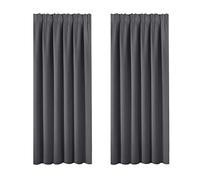 BellaHills Blackout Curtains Pencil Super Soft Thermal Insulated Bedroom Curtains Blackout Bedroom Curtains for Livingroom with Two Matching Tie Backs 46 x 72 Inch, 2 Panels, Charcoal Grey