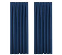 BellaHills Blackout Window Curtains - Thermal Pencil Pleat Drapery for Large Windows Light Blocked Boys Curtain Panels for Living Room Decoration, 2 PCs, 90 inch Width by 90 inch Depth, Navy Blue