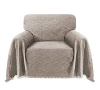 BellaHills Cotton Throw Blanket Sofa Cover Soft Throws For Armchairs Sofa Settee Bed Throw Couch Cover Sofa Slipcovers Knitted Decorative Blanket (180x230cm, Sand)