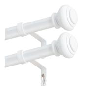 BellaHills Curtain Poles for Windows 25mm Single Curtain Rod with Classic Finials 76 to 230 cm, Adjustable Curtain Pole with Brackets Fittings Set for Living Room & Door, 2 Pack, White