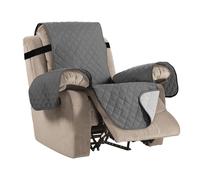 BellaHills Recliner Chair Cover Recliner Sofa Covers Water Resistant Recliner Covers Sofa Slipcovers for Cats Furniture Protector for Recliner Chair with Elastic Straps (Recliner,Charcoal Grey/Beige)