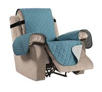 BellaHills Recliner Chair Cover Recliner Sofa Covers Water Resistant Recliner Covers Sofa Slipcovers for Cats Furniture Protector for Recliner Chair with Elastic Straps (Recliner,Smoke Blue/Beige)
