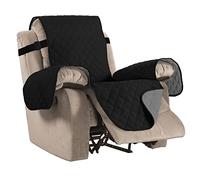 BellaHills Reversible Recliner Sofa Covers Water Resistant Chair Covers Sofa Slipcovers for Cats Furniture Protector for Recliner Chair with Elastic Straps for Pets (Recliner, Black/Grey)
