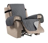 BellaHills Reversible Recliner Sofa Covers Water Resistant Recliner Covers Sofa Slipcovers for Cats Furniture Protector for Recliner Chair with Elastic Straps for Pets (Recliner, Grey/Beige)