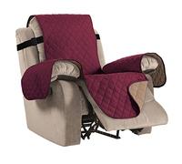 BellaHills Reversible Recliner Sofa Covers Water Resistant Recliner Covers Sofa Slipcovers for Cats Furniture Protector for Recliner Chair with Elastic Straps for Pets (Recliner,Burgundy/Tan)