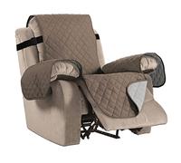 BellaHills Reversible Recliner Sofa Covers Water Resistant Recliner Covers Sofa Slipcovers for Cats Furniture Protector for Recliner Chair with Elastic Straps for Pets (Recliner,Taupe/Beige)