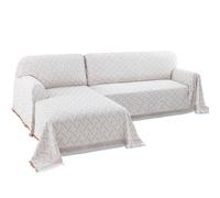 BellaHills Sectional Sofa Covers L Shape Couch Cover Washable 2 Pieces Throw Blanket for Sectional Sofa Feature Geometrical Woven Jacquard Fabric (160x280cm+180x300cm, Khaki/White)