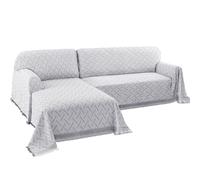 BellaHills Sectional Sofa Covers L Shape Couch Cover Washable 2 Pieces Throw Blanket for Sectional Sofa Feature Geometrical Woven Jacquard Fabric (160x280cm+180x300cm, Grey/White)
