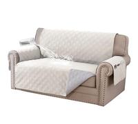 BellaHills Sofa Cover 100% Waterproof Sofa Covers 2 seater Non-Slip Sofa Slipcovers Couch Covers Washable with Elastic Strap Sofa Protectors from Pets Seat Width 55"(2 Seater, Beige)