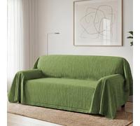 BellaHills Sofa Cover 3 Seater Chenille Sofa Covers 2 Seater Armchair Covers L Shape Sofa Slipcover Non-Slip Couch Covers with Tassel Sofa Protector for Sectional Sofa, 180x340cm, Texture Green