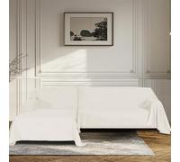 BellaHills Sofa Cover 3 Seater Chenille Sofa Covers 2 Seater Armchair Covers L Shape Sofa Slipcover Non-Slip Couch Covers with Tassel Sofa Protector from Dogs, 180x280/180x280cm, Beige