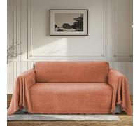 BellaHills Sofa Cover 3 Seater Chenille Sofa Covers 2 Seater Armchair Covers L Shape Sofa Slipcover Non-Slip Couch Covers with Tassel Sofa Protector from Dogs, 180x260cm, Orange