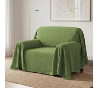 BellaHills Sofa Cover 3 Seater Chenille Sofa Covers 2 Seater Armchair Covers L Shape Sofa Slipcover Non-Slip Couch Covers with Tassel Sofa Protector for Sectional Sofa, 180x230cm, Texture Green