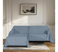 BellaHills Sofa Cover 3 Seater Chenille Sofa Covers 2 Seater Armchair Covers L Shape Sofa Slipcover Non-Slip Couch Covers with Tassel Sofa Protector from Dogs, 180x280/180x230cm, Stone Blue