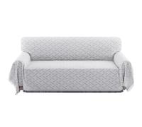BellaHills Sofa Cover 3 Seater Washable Couch Covers for Dogs Cotton Throw Blanket Sectional Sofa Covers Furniture Protectors for Pets Kids Feature Geometrical Jacquard Fabric (180x300cm, Grey/White)