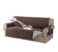 BellaHills Sofa Cover 4 seater 100% Waterproof Sofa Covers Non-Slip Sofa Slipcovers Couch Covers Washable with Elastic Strap Sofa Protectors from Pets Seat Width 78"(4 Seater, Brown)